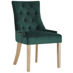 Tufted Velvet Upholstered Dining Chair With Nailhead Trim in Black