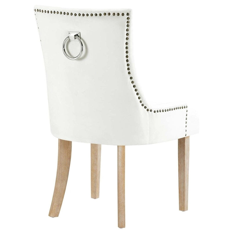 Tufted Velvet Upholstered Dining Chair With Nailhead Trim in Black