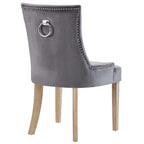 Tufted Velvet Upholstered Dining Chair With Nailhead Trim in Black