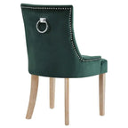 Tufted Velvet Upholstered Dining Chair With Nailhead Trim in Black