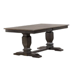 Double Transitional Pedestal In Antique Grey Panel Back 7-Piece Dining Set