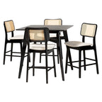 Dannon Mid-Century Modern Fabric and Wood 5-Piece Pub Set