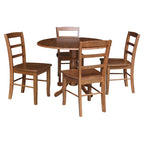 42 Drop Leaf Dining Table with 4 Ladderback Chairs - 5 Piece Set