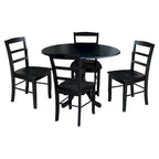 42 Drop Leaf Dining Table with 4 Ladderback Chairs - 5 Piece Set