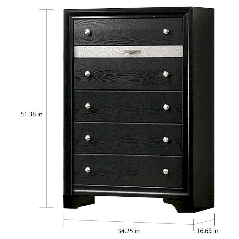 Balistrieri Contemporary Black 2-piece Nightstand and Chest Set by Silver Orchid