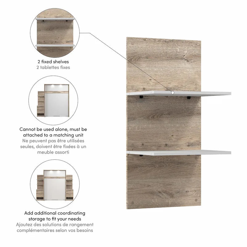 Cielo 20W Set of Floating Shelves for Cielo Murphy Bed by Bestar