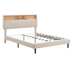Merax Upholstered Platform Bed with Storage Headboard and USB Port