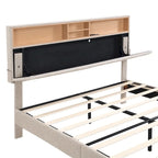 Merax Upholstered Platform Bed with Storage Headboard and USB Port