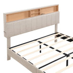 Merax Upholstered Platform Bed with Storage Headboard and USB Port