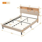 Merax Upholstered Platform Bed with Storage Headboard and USB Port