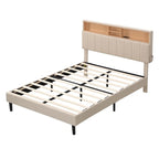 Merax Upholstered Platform Bed with Storage Headboard and USB Port
