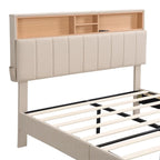 Merax Upholstered Platform Bed with Storage Headboard and USB Port