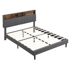 Merax Upholstered Platform Bed with Storage Headboard and USB Port