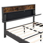 Merax Upholstered Platform Bed with Storage Headboard and USB Port