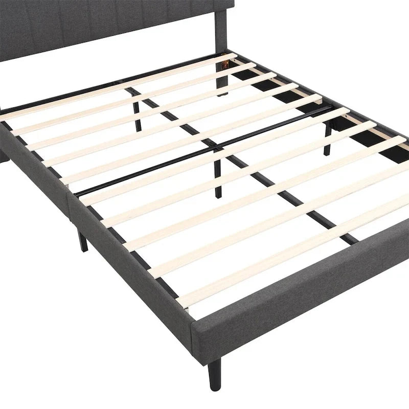 Merax Upholstered Platform Bed with Storage Headboard and USB Port