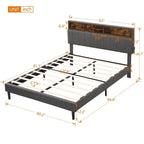 Merax Upholstered Platform Bed with Storage Headboard and USB Port