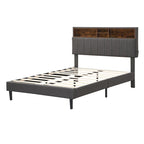 Merax Upholstered Platform Bed with Storage Headboard and USB Port
