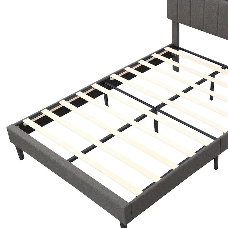 Merax Upholstered Platform Bed with Storage Headboard and USB Port