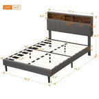 Merax Upholstered Platform Bed with Storage Headboard and USB Port