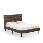East West Furniture Queen Size Bed Set- Bed Frame Brown Headboard with Small Nightstand - Black Finish Legs((End Table Options)