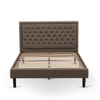 East West Furniture Queen Size Bed Set- Bed Frame Brown Headboard with Small Nightstand - Black Finish Legs((End Table Options)