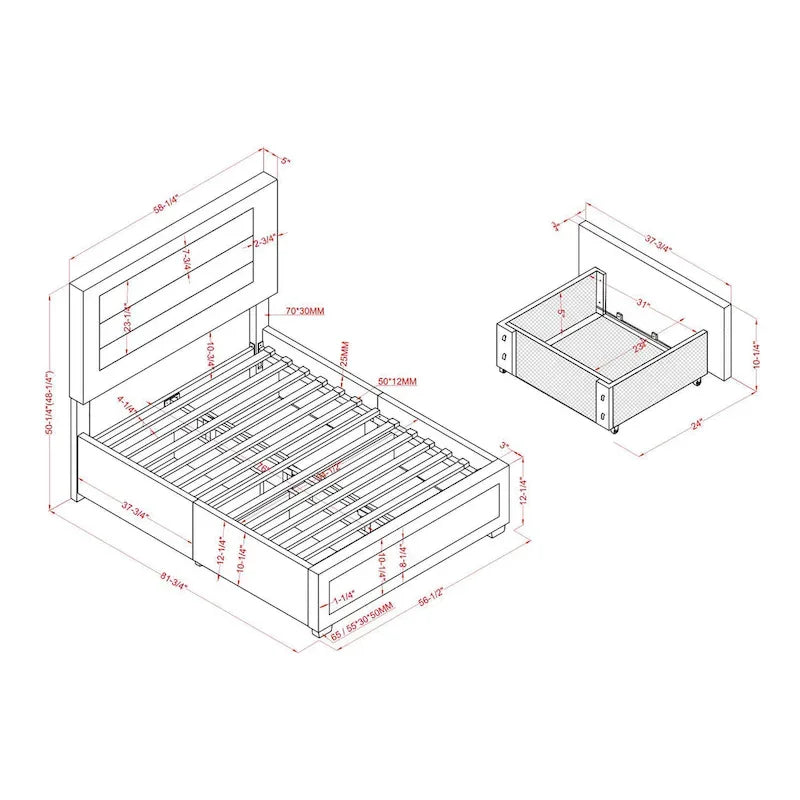 Furniture of America Naxime Modern 4-Drawer Fabric Platform Bed