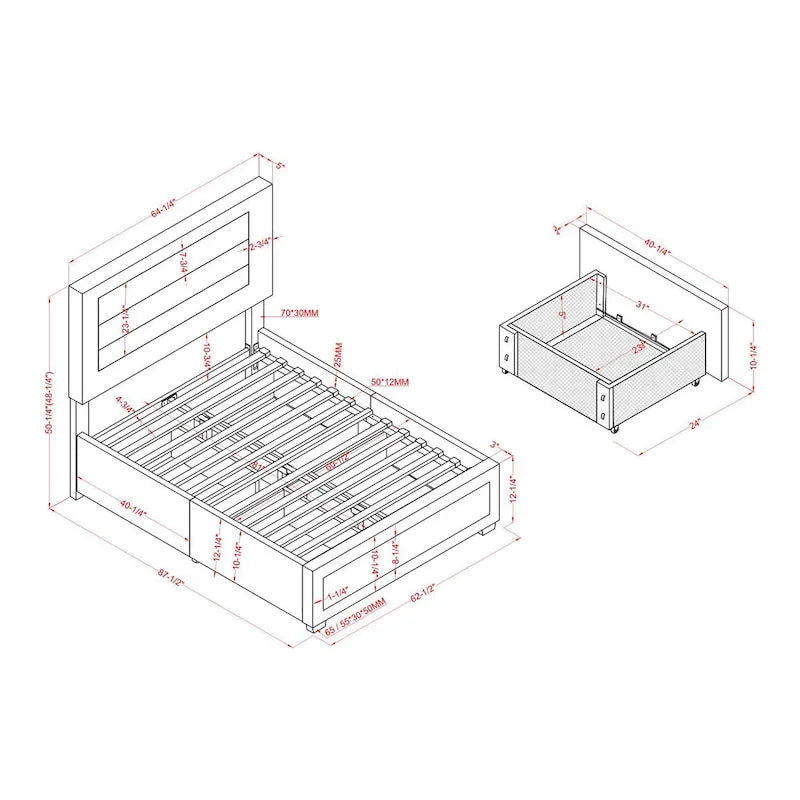 Furniture of America Naxime Modern 4-Drawer Fabric Platform Bed