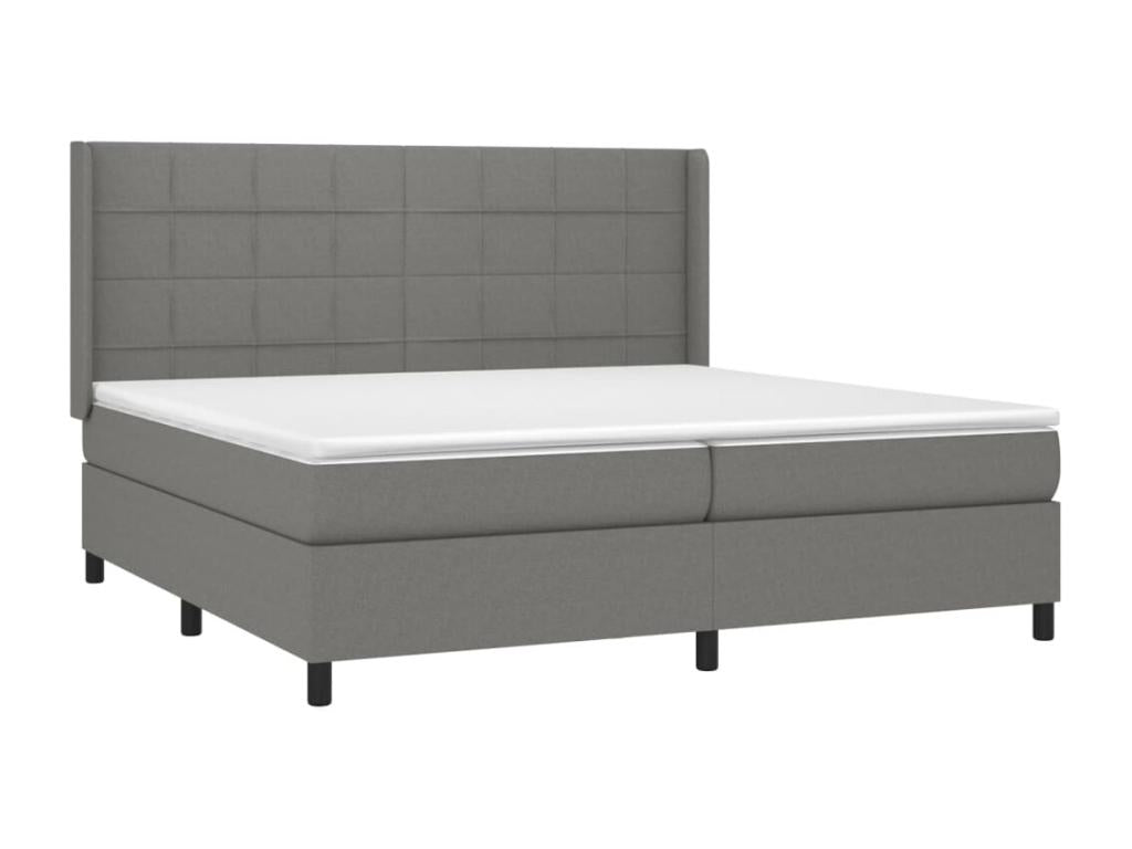 Meublori bed base with LED mattress, dark grey, 200x200 cm, fabric