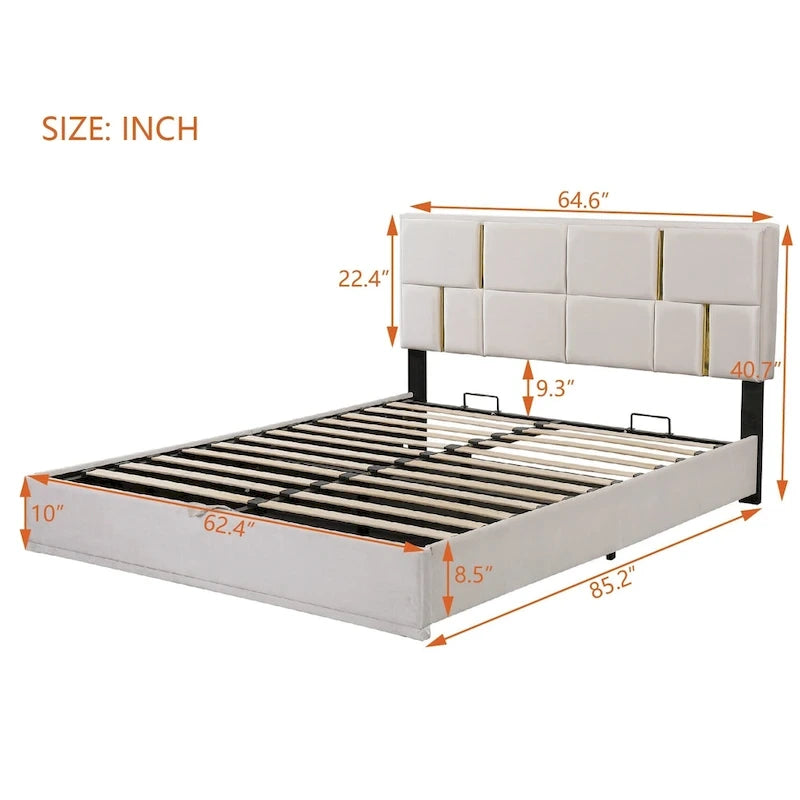 2-Pieces Bedroom Sets,Queen Size Upholstered Platform Bed