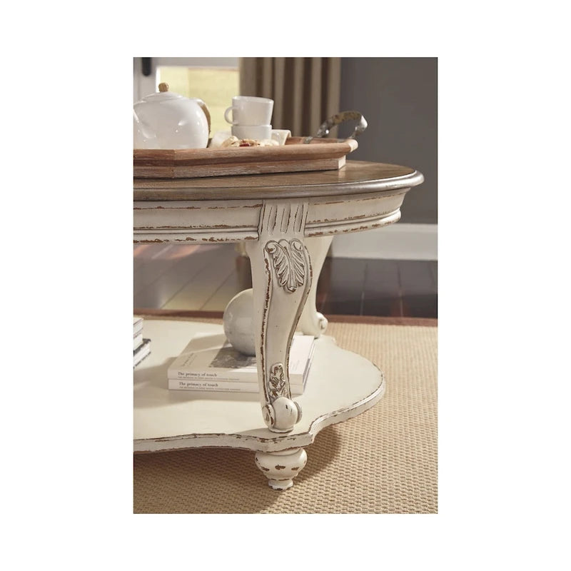 Realyn Coffee Table - White/Brown - 48.13 W x 34 D x 19.88 H