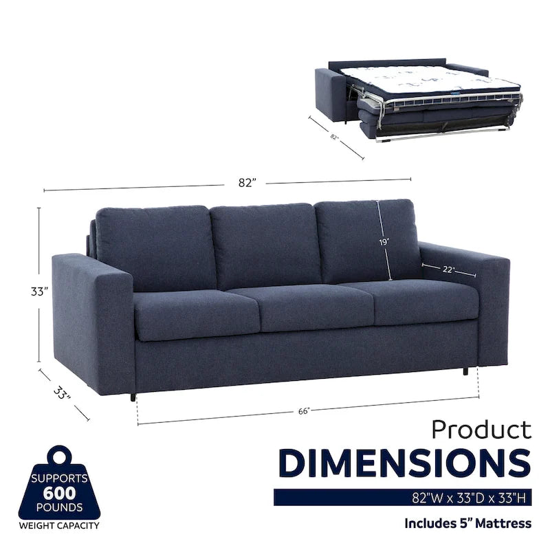 Stearns & Foster Paolo 82 in. Queen Sleeper Sofa with 5in Memory Foam Mattress