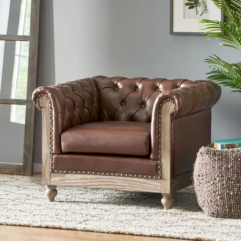 Castalia Chesterfield Tufted Club Chair by Christopher Knight Home - 39.00 L x 33.50 W x 28.00 H