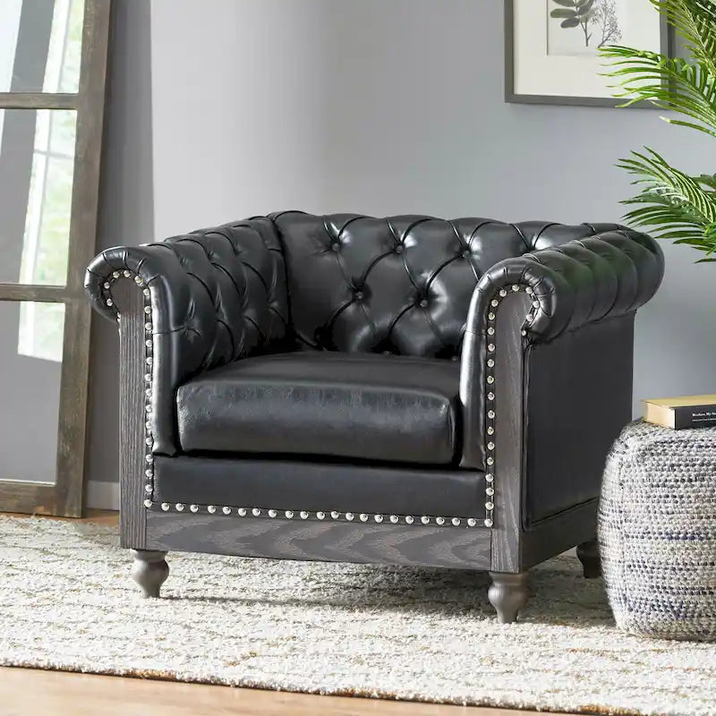 Castalia Chesterfield Tufted Club Chair by Christopher Knight Home - 39.00 L x 33.50 W x 28.00 H