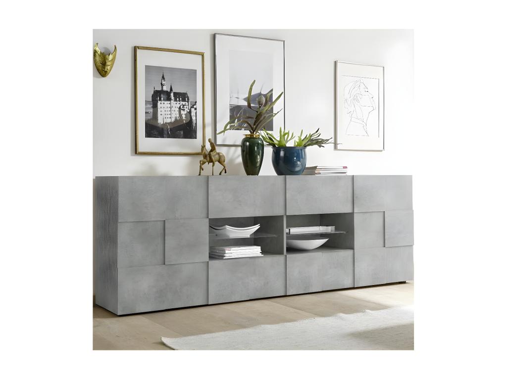 2-door, 4-drawer sideboard in light waxed concrete - Meublori