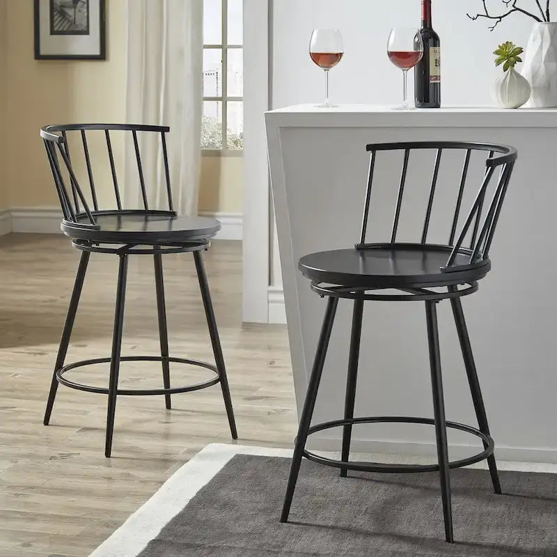 Olix Windsor Swivel Counter Stools with Low Back (Set of 2) by iNSPIRE Q Modern