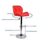 Modern Faux Leather Adjustable Swivel Bar Stools (Set of 2)