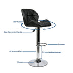 Modern Faux Leather Adjustable Swivel Bar Stools (Set of 2)