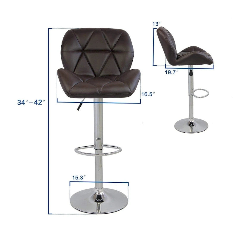 Modern Faux Leather Adjustable Swivel Bar Stools (Set of 2)
