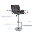 Modern Faux Leather Adjustable Swivel Bar Stools (Set of 2)