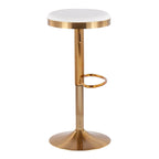 Lumisource Dakota Barstool in Gold Steel and White Leather - Set of 2 - 15Lx15Wx23-31.75H