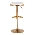 Lumisource Dakota Barstool in Gold Steel and White Leather - Set of 2 - 15Lx15Wx23-31.75H