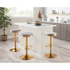 Lumisource Dakota Barstool in Gold Steel and White Leather - Set of 2 - 15Lx15Wx23-31.75H