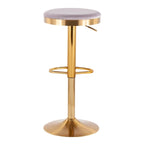 Lumisource Dakota Barstool in Gold Steel and White Leather - Set of 2 - 15Lx15Wx23-31.75H