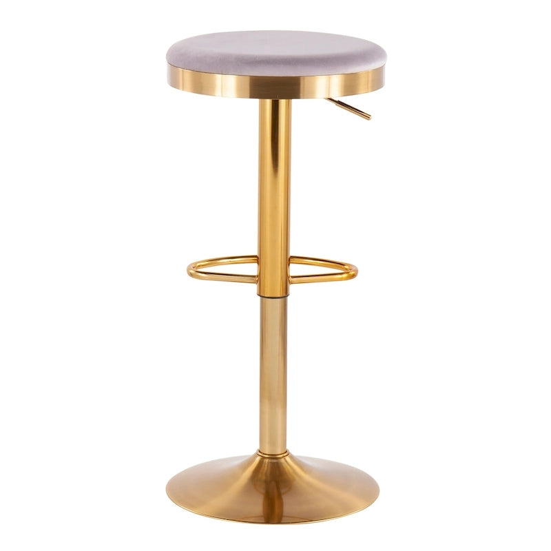 Lumisource Dakota Barstool in Gold Steel and White Leather - Set of 2 - 15Lx15Wx23-31.75H