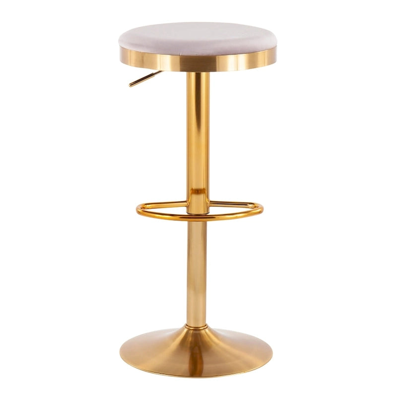 Lumisource Dakota Barstool in Gold Steel and White Leather - Set of 2 - 15Lx15Wx23-31.75H