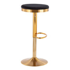 Lumisource Dakota Barstool in Gold Steel and White Leather - Set of 2 - 15Lx15Wx23-31.75H