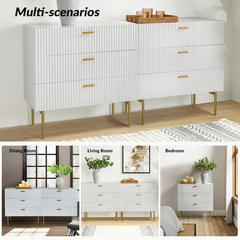 Gilb Modern 3-Drawer Dresser Nightstand with Metal Legs Set of 2 by HULALA HOME