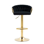 Set of 4 Bar Stool Adjustable Height Swivel Velvet Woven