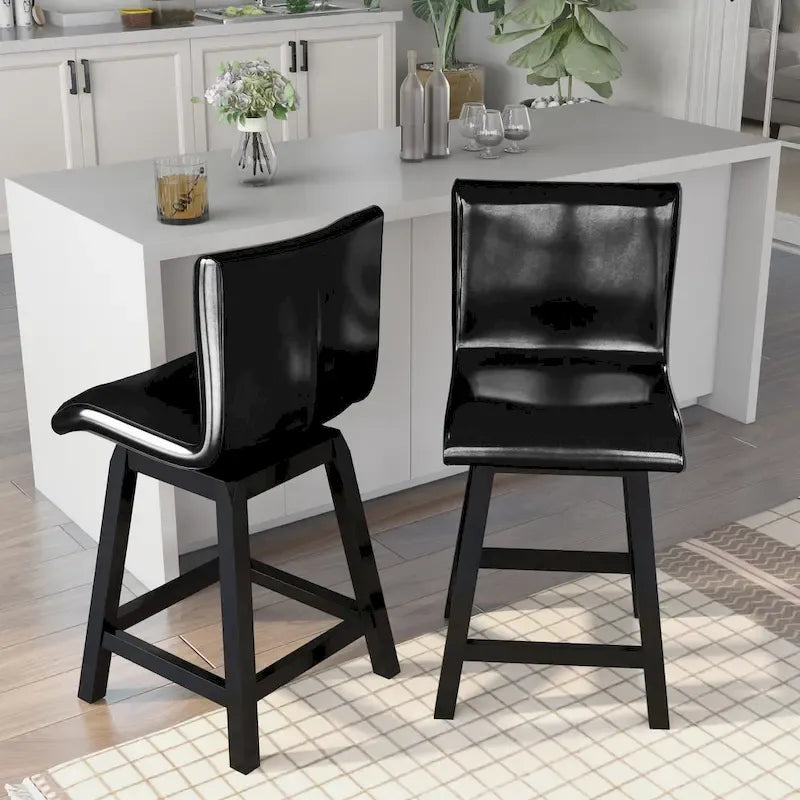 Hace Contemporary Black Swivel Counter Height Chairs (Set of 2) by Furniture of America