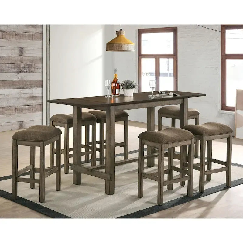 Tozos Farmhouse Chestnut Padded Counter Height Stool (Set of 2) by Furniture of America